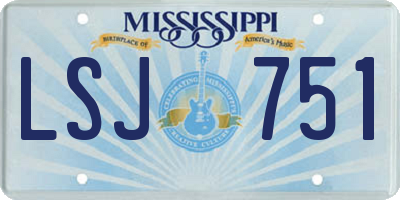 MS license plate LSJ751