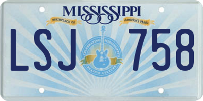 MS license plate LSJ758