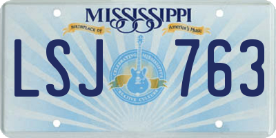 MS license plate LSJ763