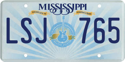 MS license plate LSJ765