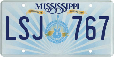 MS license plate LSJ767