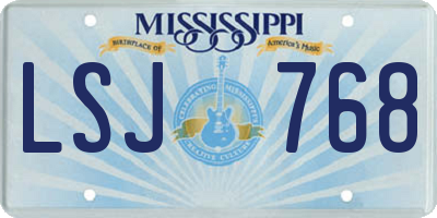 MS license plate LSJ768