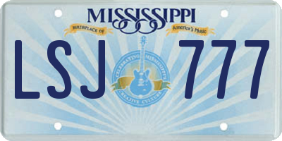 MS license plate LSJ777
