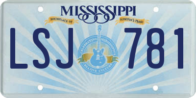 MS license plate LSJ781