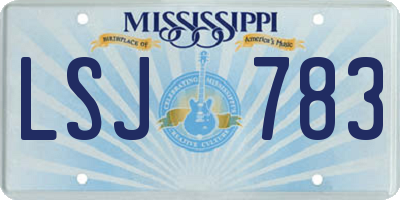MS license plate LSJ783