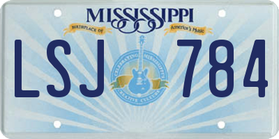 MS license plate LSJ784