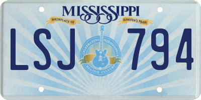 MS license plate LSJ794