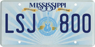 MS license plate LSJ800