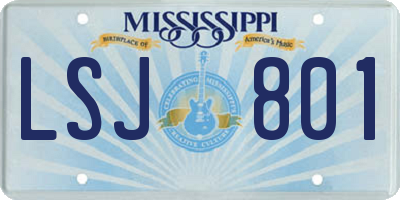 MS license plate LSJ801