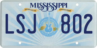 MS license plate LSJ802