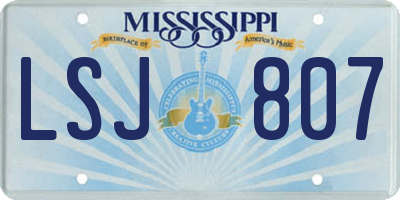MS license plate LSJ807