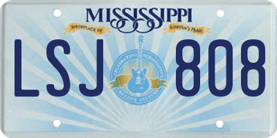 MS license plate LSJ808