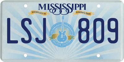 MS license plate LSJ809