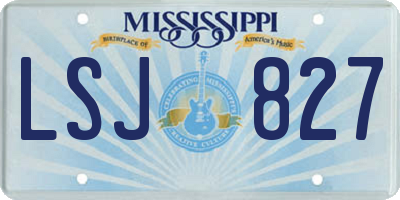 MS license plate LSJ827