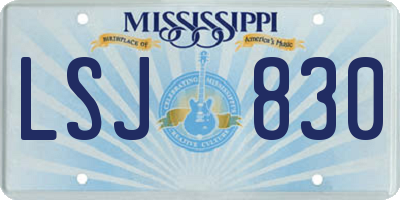 MS license plate LSJ830