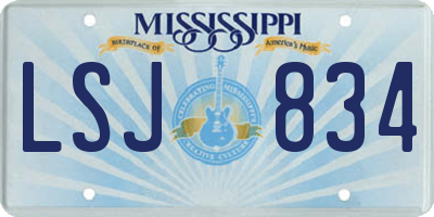 MS license plate LSJ834