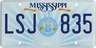 MS license plate LSJ835