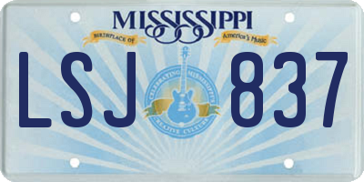 MS license plate LSJ837