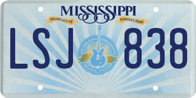 MS license plate LSJ838