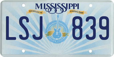MS license plate LSJ839