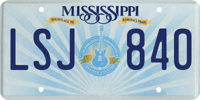 MS license plate LSJ840