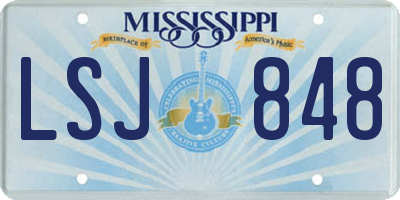 MS license plate LSJ848