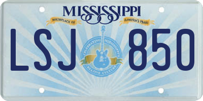 MS license plate LSJ850