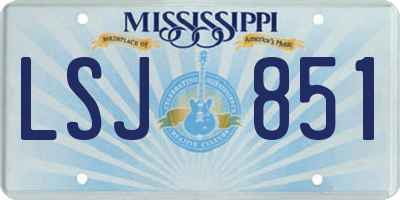 MS license plate LSJ851