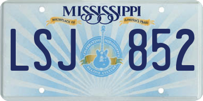 MS license plate LSJ852
