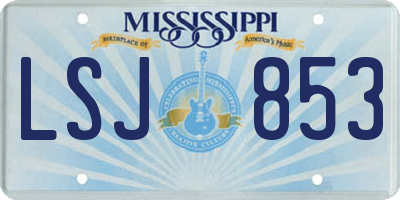 MS license plate LSJ853