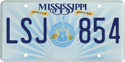 MS license plate LSJ854
