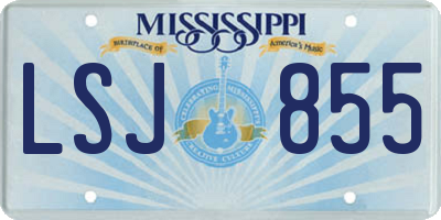 MS license plate LSJ855