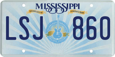 MS license plate LSJ860