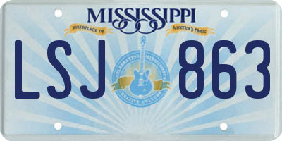 MS license plate LSJ863