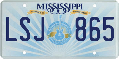 MS license plate LSJ865