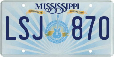 MS license plate LSJ870