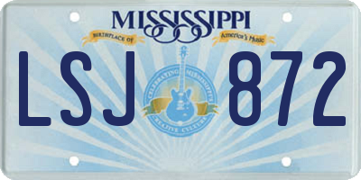 MS license plate LSJ872