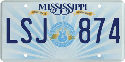 MS license plate LSJ874