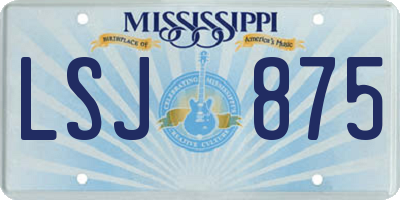 MS license plate LSJ875