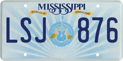 MS license plate LSJ876