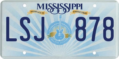MS license plate LSJ878