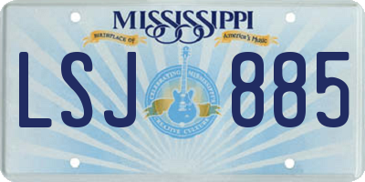 MS license plate LSJ885