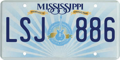 MS license plate LSJ886