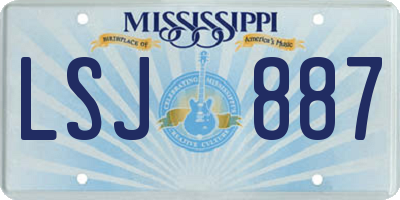 MS license plate LSJ887