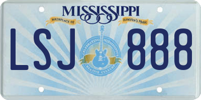 MS license plate LSJ888