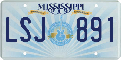 MS license plate LSJ891