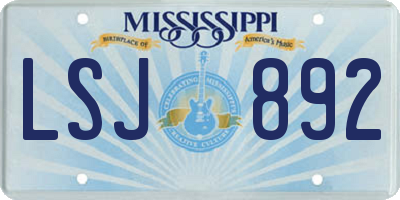 MS license plate LSJ892