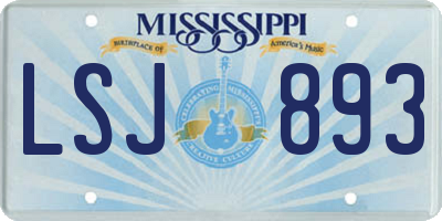 MS license plate LSJ893