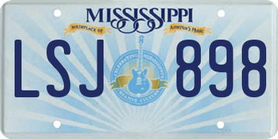 MS license plate LSJ898