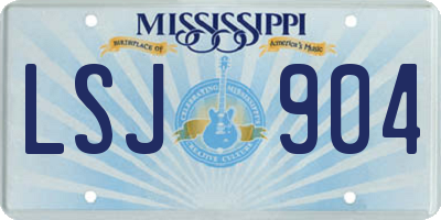 MS license plate LSJ904
